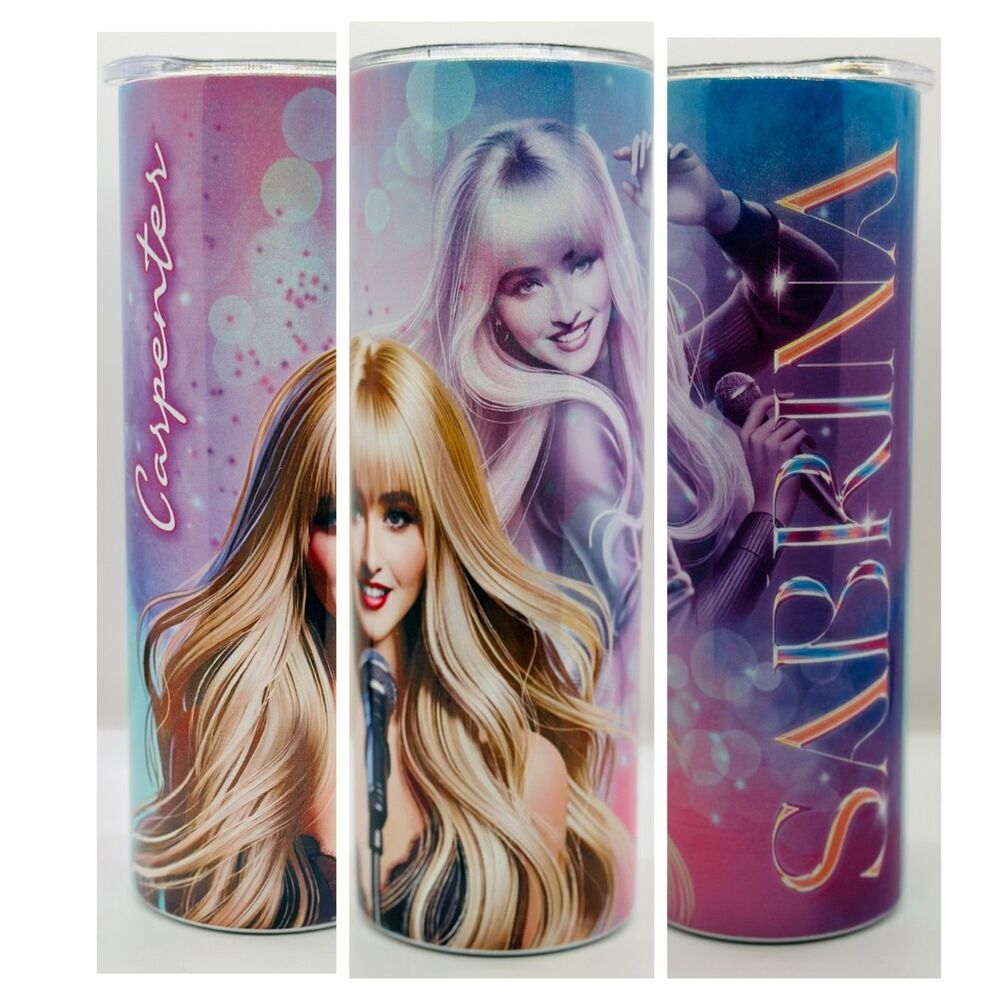 NEW Sabrina Carpenter 20 oz. Stainless Steel Tumbler w/Straw Set & Silicone Tip